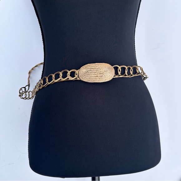 VTG Women’s Bronze Link Belt with Big Buckle Stretch Retro 1950’s Wire Link - Picture 1 of 8